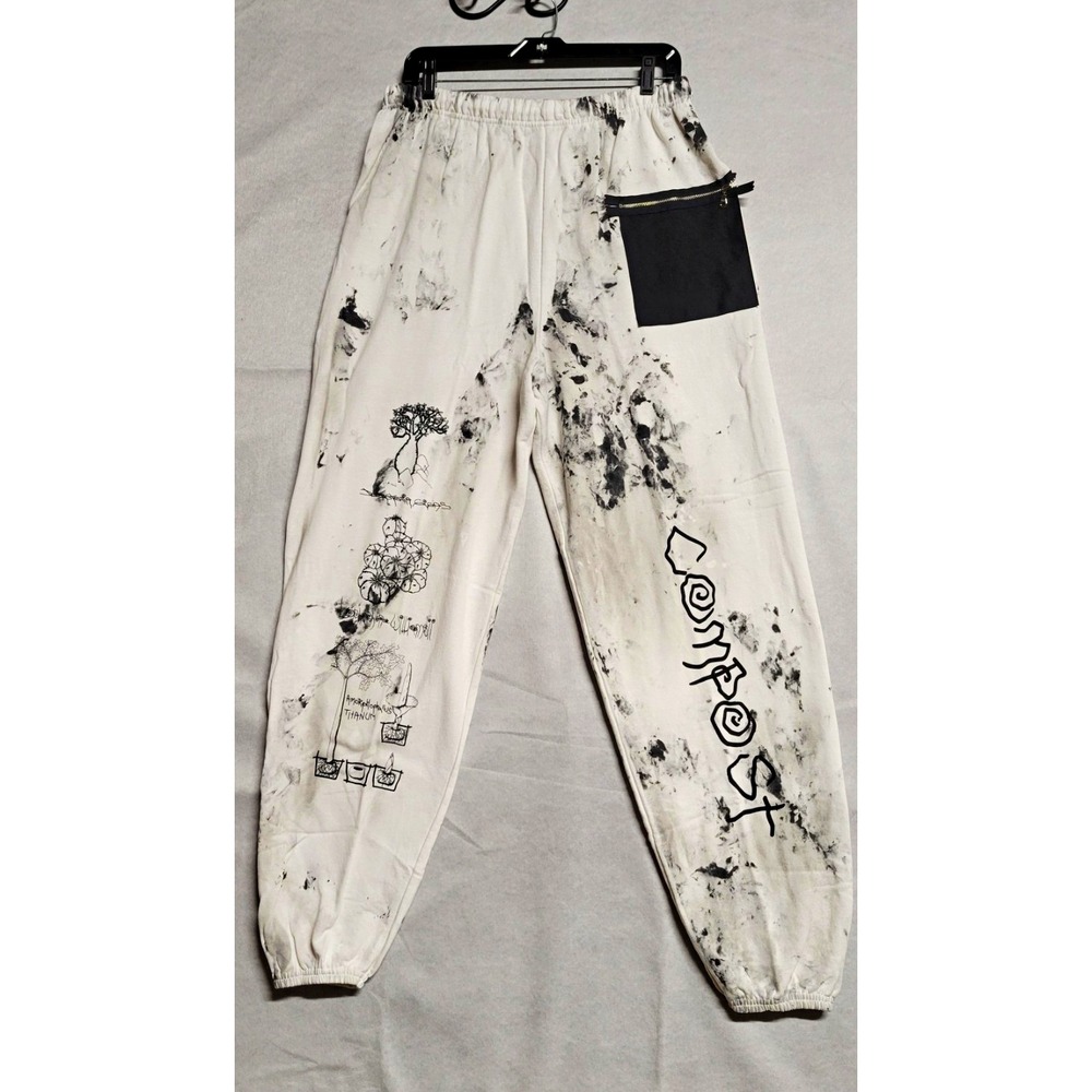 Westfall White/Black Graphic Print Zippered Pocket Jogger Pants Size M